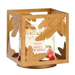 NIB PartyLite Golden Square Jar Candle Holder